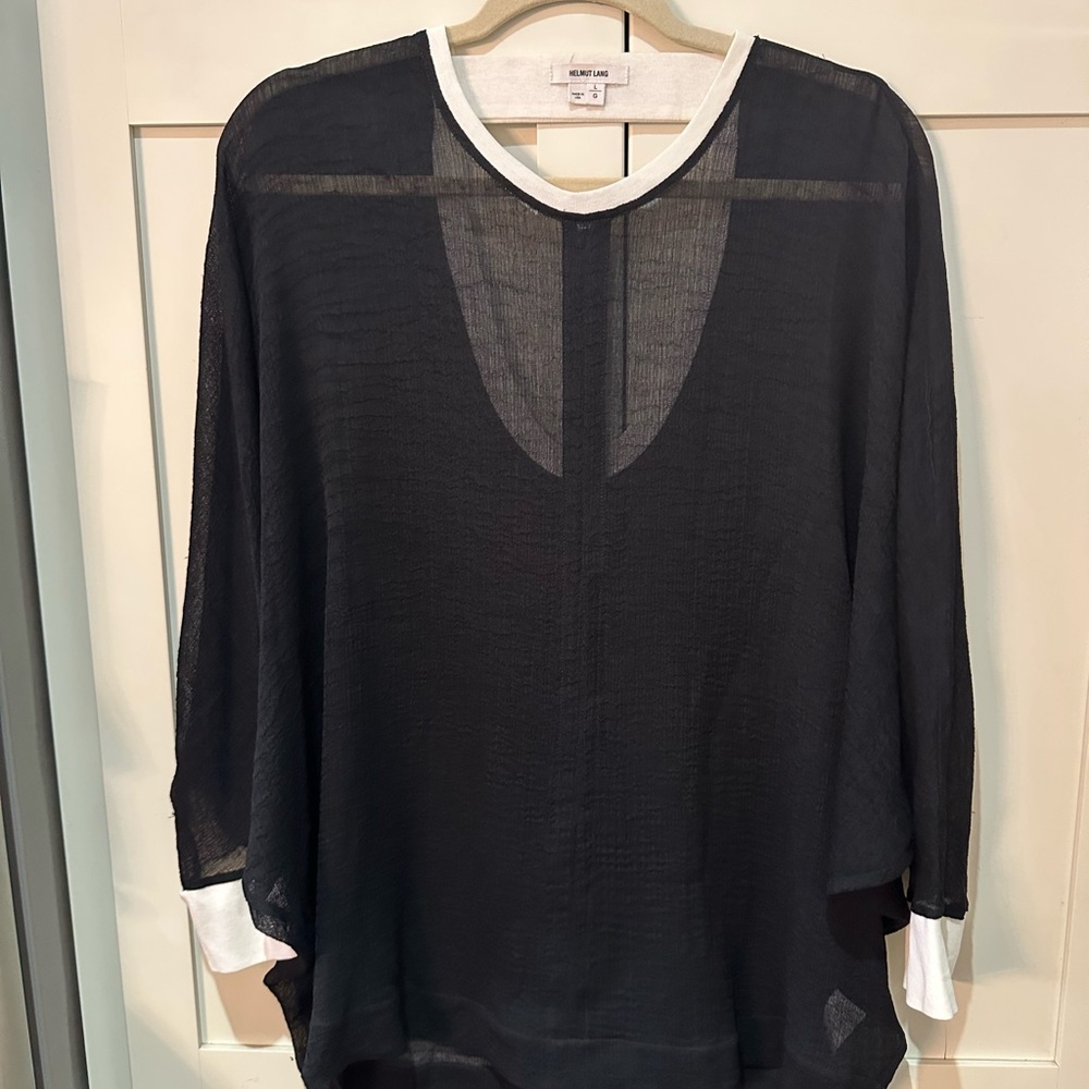Helmut Lang Black and White Semi Sheer tunic